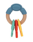 Nuby Natural Wood And Silicone Baby Teether Keys - Multi-texture Teething Toy Fo