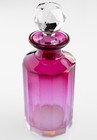 Antique   Vintage Cranberry Glass Perfume Bottle W  Faceted Crystal Ball Stopper