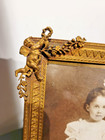 Antique French Bronze brass  stern Bros   frame  Wreath  Cherubs 
