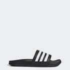 Adidas Men   s Adilette Comfort Slides Core Black Cloud White Slip On Sandals