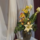 Artificial Silk Lily   Calla Lily Multicolor Flower Arrangement In Vase