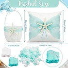 Beach Wedding Flower Girl Basket And Ring Bearer Pillow Set With 300 Pcs Flow   