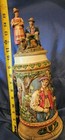 Vintage German Beer Stein 16  Tall     Lidded Ceramic Mug With Bavarian Scene  Man