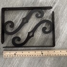 Vintage 2 Brown Textured Scroll Europe Style  Metal Shelf Brackets Hammered