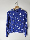 Abercrombie   Fitch Blouse Womens M Floral Collared V Neck Button Up Long Sleeve