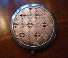 Vintage Art Deco Compact Pocket Mirror Sparkling Rhinestones Diamond Pattern