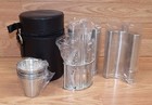 10 Piece Stainless Steel Travel Bar Barware Set W  Black Leather Case  new read 