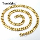 7mm Gold Filled Stainless Steel Bracelet   Necklace Jewelry Set Cuban Curb Chain