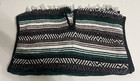 Mexican Poncho One Size Greene White Black Serape Blanket Fringe Unisex