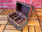 Rare Late 1800 s French Antique Leather Book Tantalus Liquor Decanter Safe Only