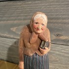 Vtg Huggler Wyss Swiss Carved Wooden Figurine Woman With Bible And Hankerchief