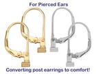 Earring Converter For Pierced Ears Converts Post Earring To Lever-back Earrings