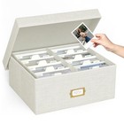 Decorative Photo Storage Box - Linen Photo Box Organizer With 1 Pack Beige