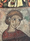 Mexican Retablo Style Painted Wood Panel Saint Bust Folk Art 8 X 8