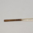 Antique Victorian Carved Mother Of Pearl Dip Pen Handle Knurled Brass Ferrule
