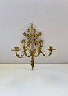 Vintage Ornate Louis Xvi Style Brass Candelabra Wall Two Arm Candle Holder