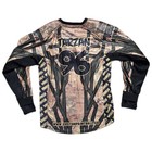 Voodoo Ninja Paintball Jersey Mens L Tarzan Black Gold Padded Long Sleeve V Neck