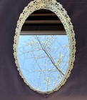 Vtg Mirror Toiletry perfume Tray vanity 13- 1 2   l X 8-1 2   w  Floral Faux Gold
