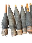 Lot Of 15 Antique  9    Textile Mill Wooden Spools Bobbins W  Wool Yarn Rare