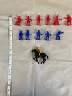 Vintage Toy Plastic Western Play Cowboy Figures And Horse Set Of 13