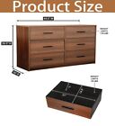 6-drawer Dresser For Bedroom  Modern Wooden Wide Chest Of Drawers Walnut