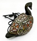 Vintage Stained Glass   Brass Tiffany Style Duck Lamp Table Desk Night Light