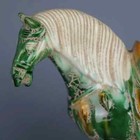 Chinese Imitation Of Ancient Tang Three-color Green War Horse Porcelain Statue