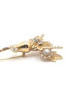 Vintage Large Flower Rhinestone Brooch Lapel Pin Gold Floral Present Wedding