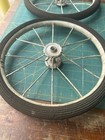 Nos Vintage Pair 2x Tricycle Wagon Pram Cart Metal Spoked Wheels 12  Dia