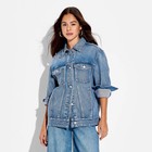 Women s Denim Oversized Trucker Jacket - Wild Fable Medium Wash L
