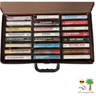 Lot Of 24 Assorted Cassette Tapes In A Brown Carrying Case   L    k   Read     