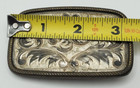 Vintage Silver Tone Belt Buckle Art Deco Gold Black