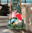 Women Alice   Olivia High Waist Floral Slim A-line Midi Skirt