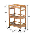 3 Tier Mobile Kitchen Rolling Serving Cart Floor Standing Wood Color Home Salon