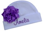 Personalized Embroidered Baby Girl Hat With Lotus Flower And Custom Name