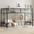 Twin Size Metal Loft Bed Frame With Easy Climbing Ladder And Guardrails For Kids
