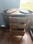 Antique Martha Washington Style 3 Drawer Flip Top Sewing Cabinet