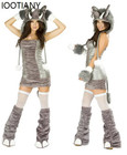 Women Sexy Furry Cartoon Animal Anime Rabbit Fox Catwoman Fancy Dress Costume