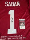 Nick Saban Signed Alabama Crimson Tide Custom Stat Jersey Jsa Coa