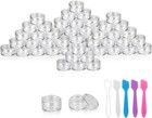 100 Pieces 3g Empty Clear Plastic Sample Containers With Lids Cosmetic Pot Ja   