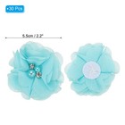 30pcs 2  Chiffon Flowers With Rhinestone Pearl Appliques Decorate Sky Blue