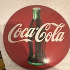 Coca-cola Round Metal Advertising Sign Bottle Logo 1990 Reproduction