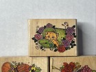 Vintage Rubber Stamp Lot Heart Cat Birdbath Bouquet Flowers Mixed Stamps