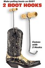 Southwestern Boot Hooks And Puller For Cowboy Boots  Wood Handles  2 Hooks 