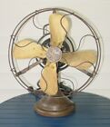 Antique General Electric Ge 12  Oscillating Brass Blade Desk Fan Aou Ad1 Working