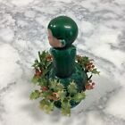 Vintage Pixie Elf Christmas Ceramic Sitting Holly Pedestal Hugging 2506