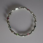 46  Vintage Italian Sterling Silver Bezel Multi Stone Link Anklet 7g  9 