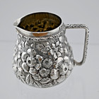 Sterling Silver Davis   Galt Small Cream Jug Pitcher Floral Repousse