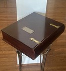 The Bombay Company Memory Keepsake Wood Box Brass Plate   Hinges Vtg
