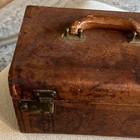 Vintage Tooled Brown Leather Cosmetic Train Travel Case W  Handle  Locks 